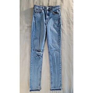 Rag Bone Womens 26 25x28 Jeans Nina High Rise Skinny Frayed Light Blue Stretch